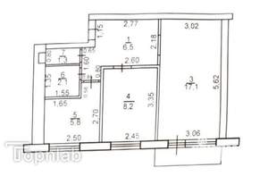 2-к квартира, вторичка, 43м2, 4/5 этаж