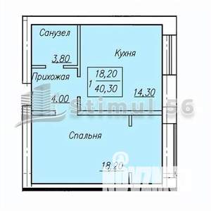 1-к квартира, вторичка, 40м2, 1/4 этаж