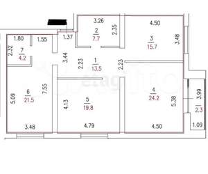 3-к квартира, вторичка, 107м2, 14/17 этаж