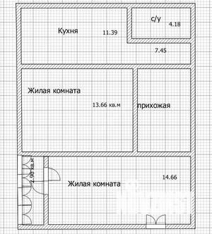 2-к квартира, вторичка, 51м2, 2/17 этаж