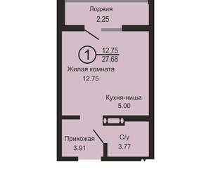 Студия квартира, вторичка, 28м2, 9/18 этаж