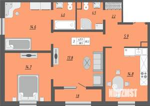 3-к квартира, вторичка, 78м2, 23/24 этаж