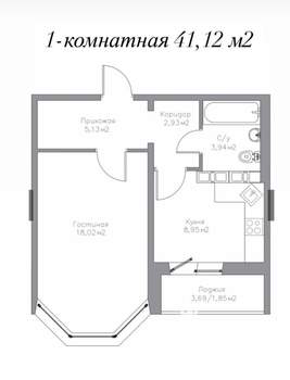 1-к квартира, вторичка, 41м2, 10/17 этаж