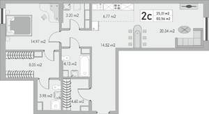 2-к квартира, строящийся дом, 81м2, 3/10 этаж