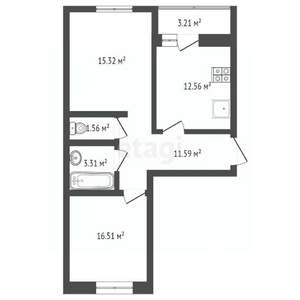 2-к квартира, вторичка, 64м2, 17/17 этаж