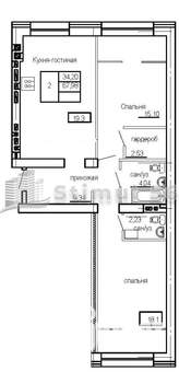 2-к квартира, вторичка, 68м2, 2/4 этаж
