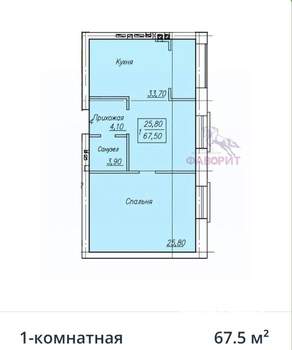 1-к квартира, вторичка, 68м2, 2/4 этаж