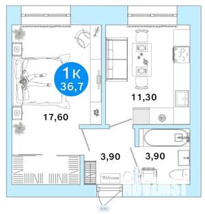 1-к квартира, вторичка, 37м2, 3/4 этаж