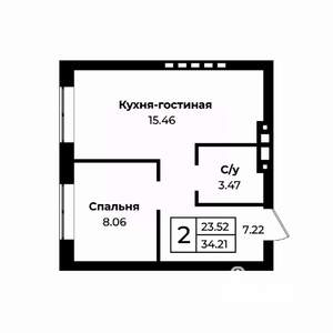 2-к квартира, вторичка, 34м2, 11/11 этаж