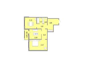 2-к квартира, строящийся дом, 66м2, 1/24 этаж