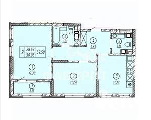 2-к квартира, вторичка, 60м2, 6/16 этаж