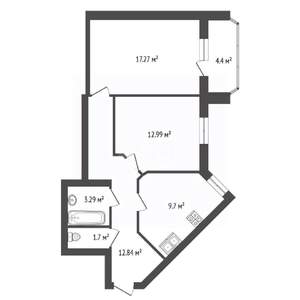 2-к квартира, вторичка, 60м2, 5/5 этаж