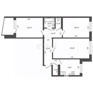 3-к квартира, вторичка, 65м2, 9/9 этаж