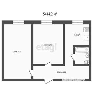 2-к квартира, вторичка, 44м2, 3/5 этаж