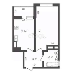 1-к квартира, вторичка, 43м2, 8/17 этаж
