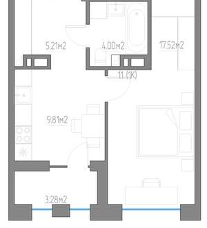 1-к квартира, вторичка, 40м2, 3/11 этаж