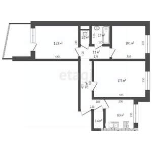 3-к квартира, вторичка, 61м2, 2/5 этаж