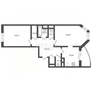 2-к квартира, вторичка, 76м2, 9/14 этаж