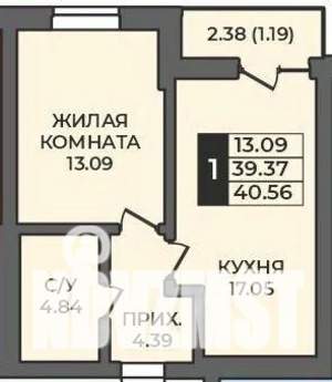 1-к квартира, вторичка, 41м2, 12/12 этаж