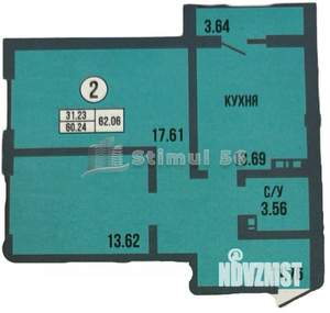 2-к квартира, вторичка, 62м2, 17/20 этаж