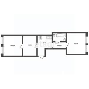 3-к квартира, вторичка, 70м2, 2/2 этаж
