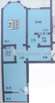 2-к квартира, сданный дом, 65м2, 10/17 этаж
