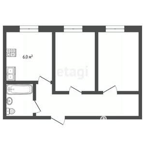 2-к квартира, вторичка, 43м2, 1/5 этаж