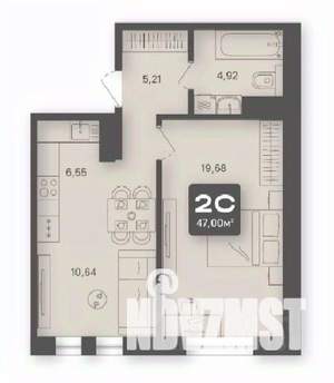 2-к квартира, строящийся дом, 47м2, 2/4 этаж