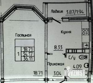 1-к квартира, вторичка, 36м2, 4/17 этаж