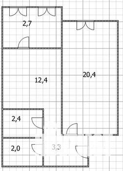 2-к квартира, вторичка, 45м2, 12/20 этаж