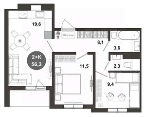 3-к квартира, вторичка, 56м2, 8/17 этаж