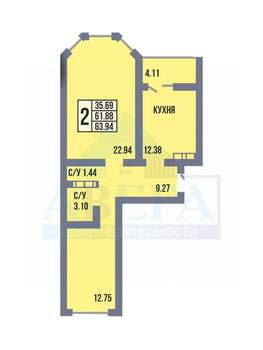 3-к квартира, вторичка, 64м2, 10/17 этаж