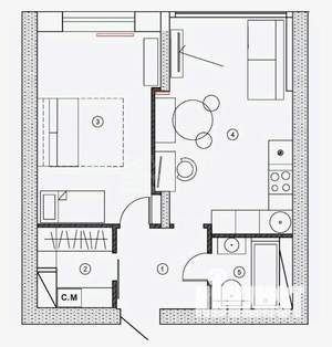 1-к квартира, вторичка, 41м2, 5/17 этаж
