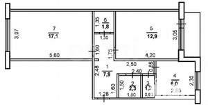 2-к квартира, вторичка, 49м2, 3/5 этаж