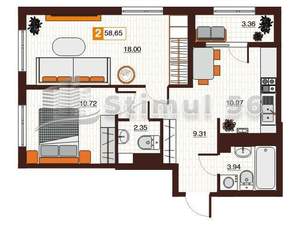 2-к квартира, вторичка, 59м2, 11/17 этаж