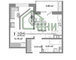 1-к квартира, вторичка, 38м2, 6/17 этаж