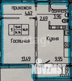 1-к квартира, вторичка, 37м2, 8/17 этаж