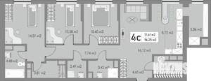 4-к квартира, строящийся дом, 96м2, 3/10 этаж