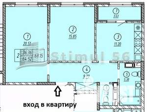 2-к квартира, вторичка, 68м2, 8/16 этаж