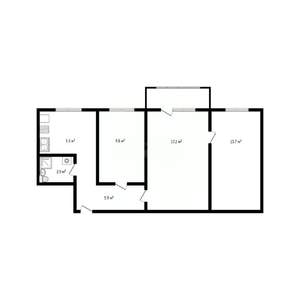 3-к квартира, вторичка, 55м2, 4/5 этаж