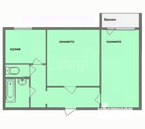 2-к квартира, вторичка, 50м2, 4/9 этаж