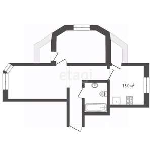 2-к квартира, вторичка, 62м2, 10/13 этаж