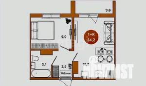 1-к квартира, вторичка, 34м2, 4/17 этаж