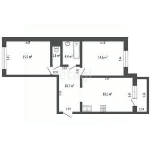 3-к квартира, вторичка, 65м2, 8/10 этаж