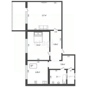 2-к квартира, вторичка, 42м2, 3/9 этаж