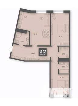 3-к квартира, строящийся дом, 90м2, 3/4 этаж