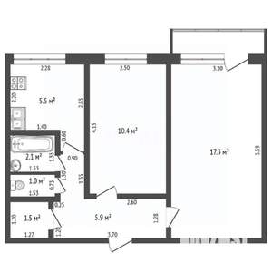 3-к квартира, вторичка, 47м2, 5/5 этаж