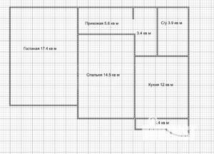 2-к квартира, вторичка, 57м2, 1/17 этаж