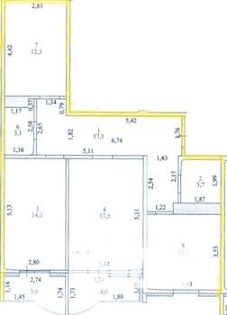 3-к квартира, вторичка, 80м2, 7/17 этаж