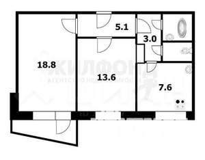 2-к квартира, вторичка, 53м2, 4/5 этаж